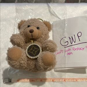 Brown Teddy Bear with LV Pendant: purse/key chain